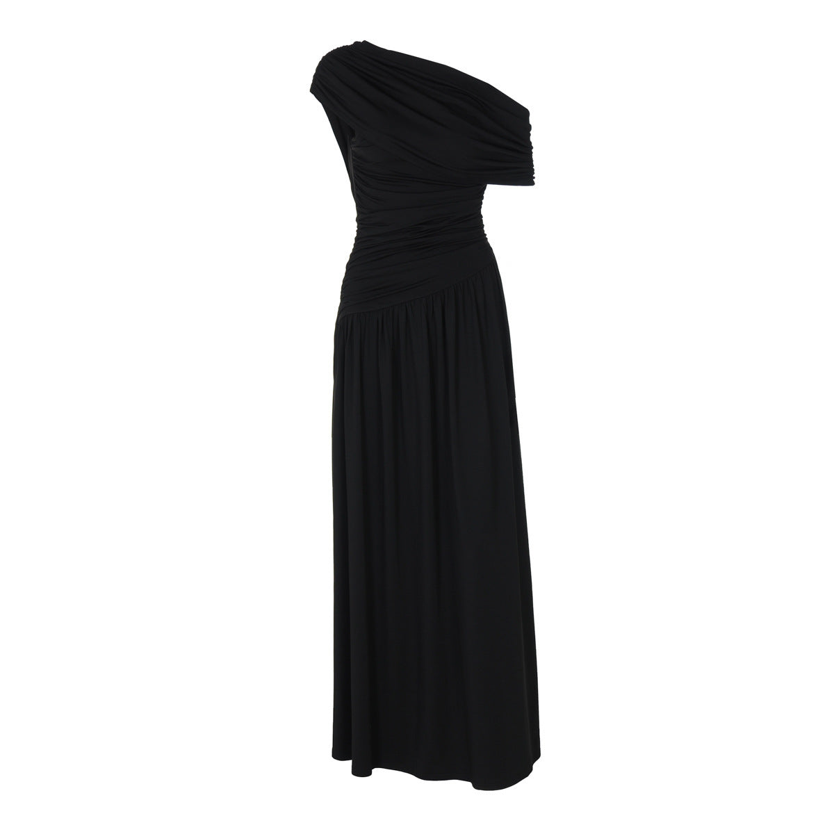 Diagonal Collar Pleated dress