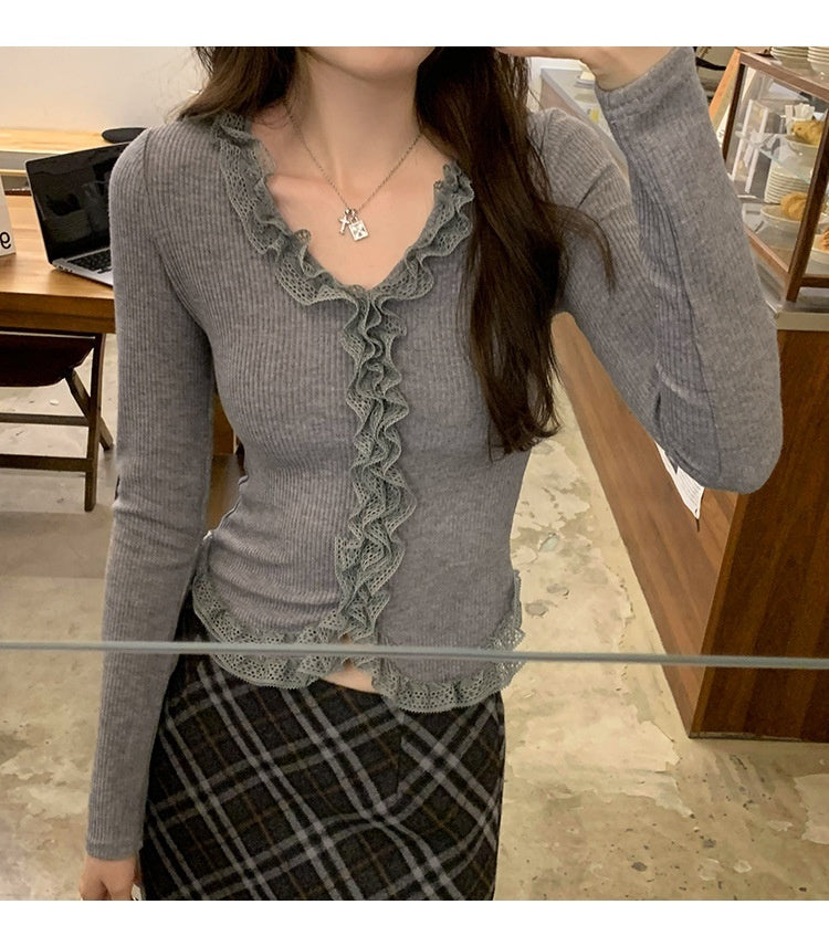 Lace Style Slim Body Shirt