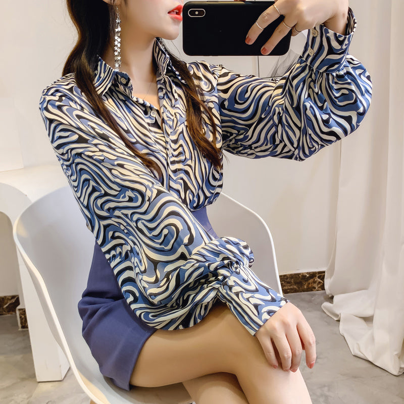 Lantern Sleeve Blouse Foreign Style Chiffon Shirt