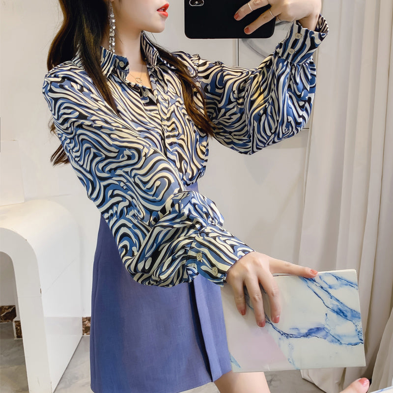 Lantern Sleeve Blouse Foreign Style Chiffon Shirt
