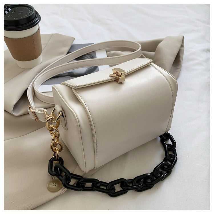 Square shape PU Leather Vintage Shoulder Tote Bag