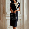 Round Neck Bow Kno Bodycon Knee-Length Dress