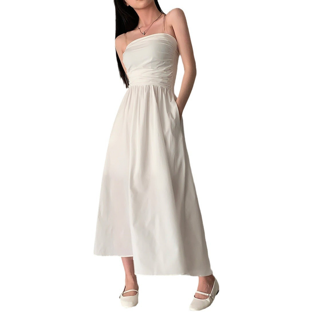Tube Top Women's Slimming Vacation Long Dress