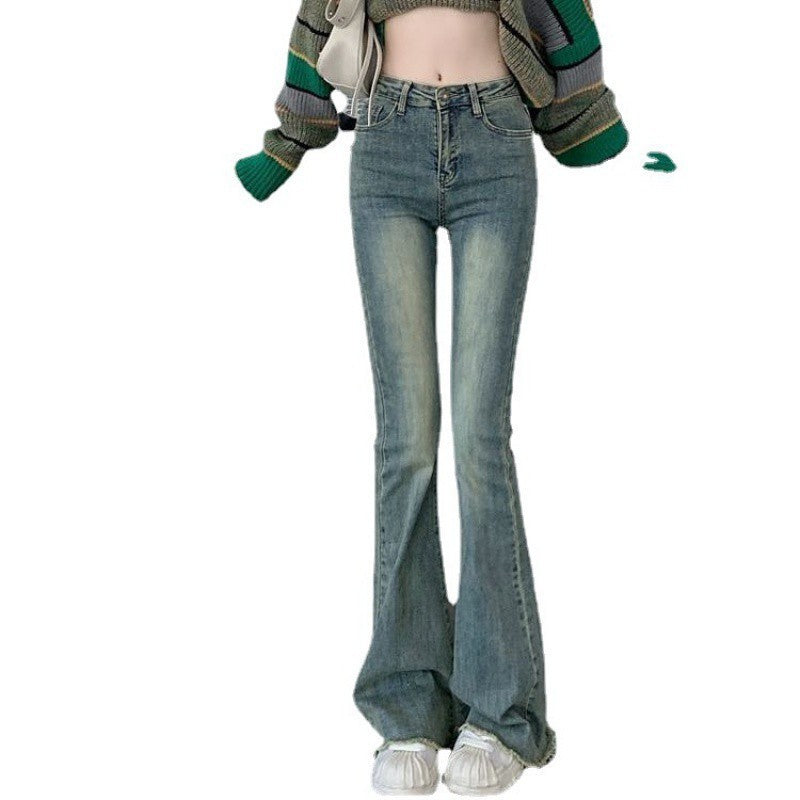 High Waist Slightly Flared Retro Stretch Jeans