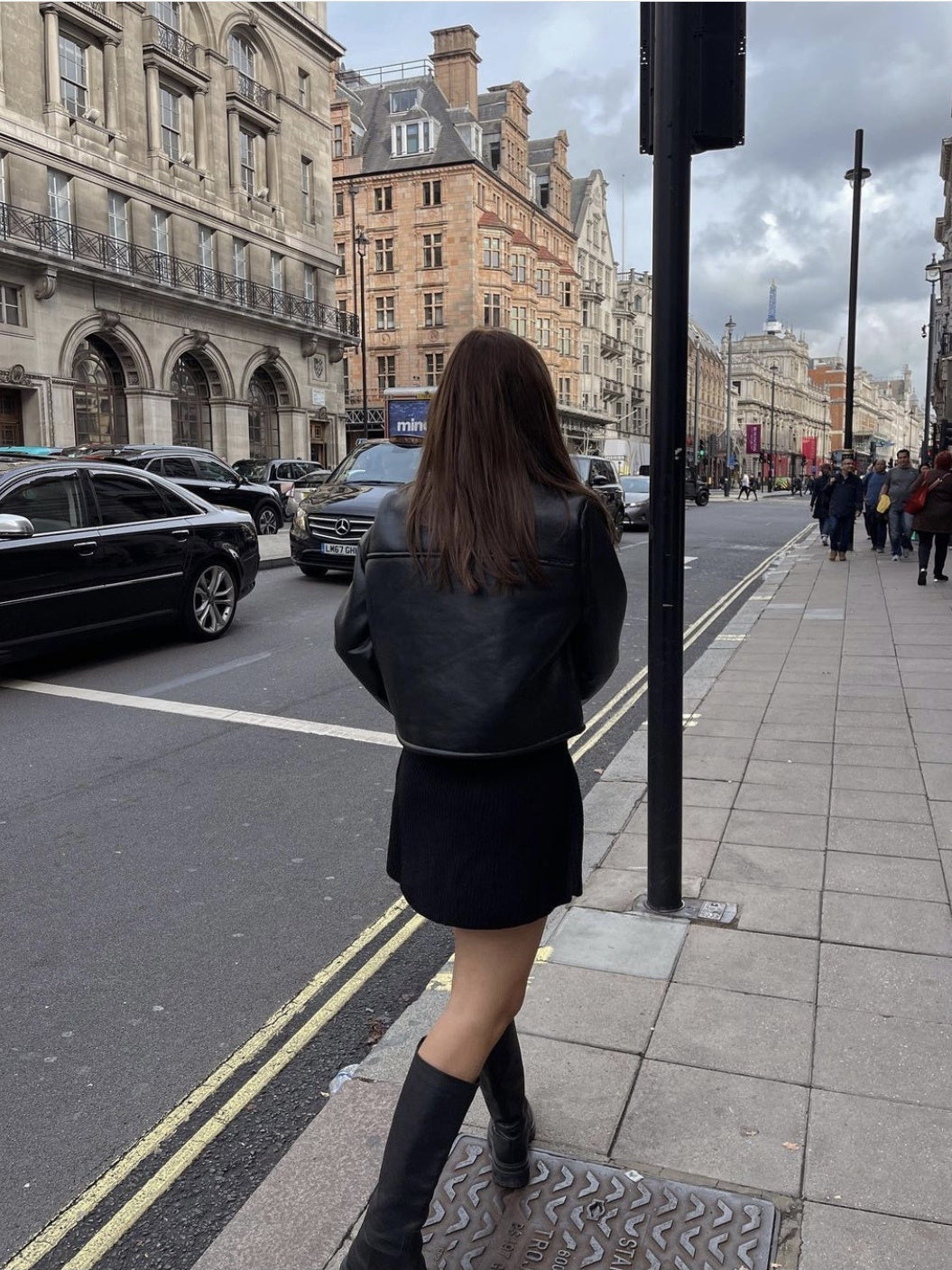 Black Leather Coat Jacket Short Plush High Fashion