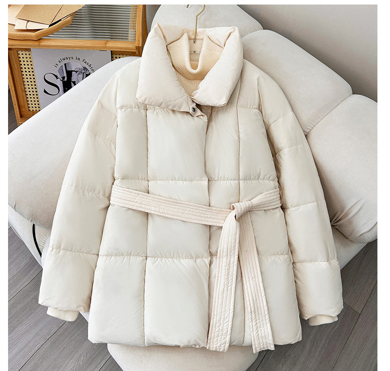Waist-controlled Lace-up Cotton Coat Jacket