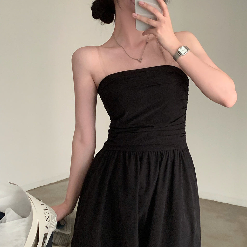 Tube Top Women's Slimming Vacation Long Dress