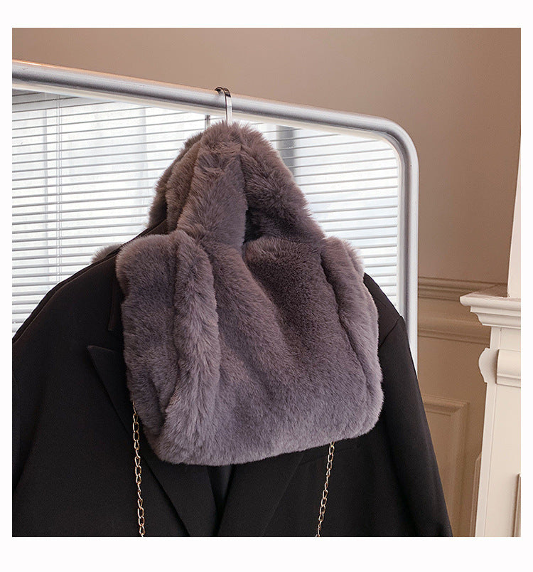 Winter Bags Chain Plush Totes Handbag