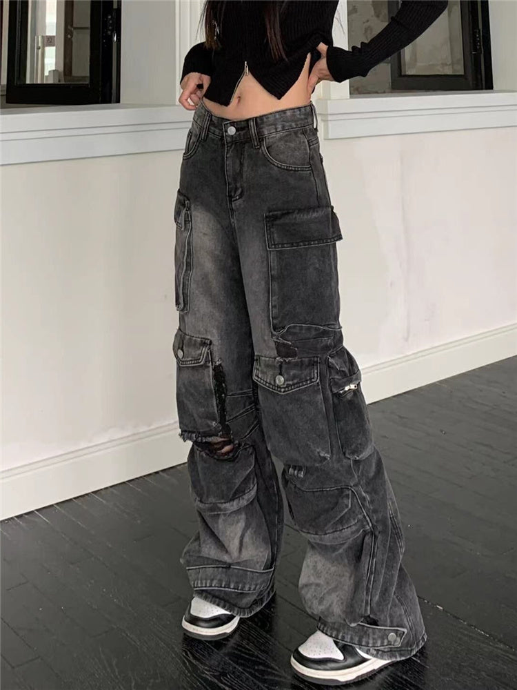 American Street Multi-pocket Workwear Jeans