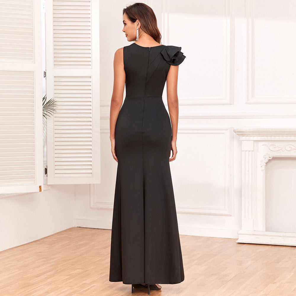 Fashionable Sleeveless Round Neck Party Evening Dress