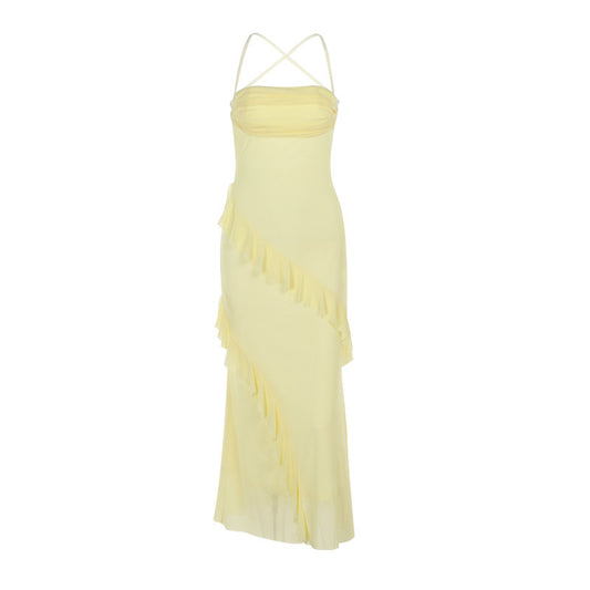 Summer Fashion Style Ruffled Spaghetti Straps Dress