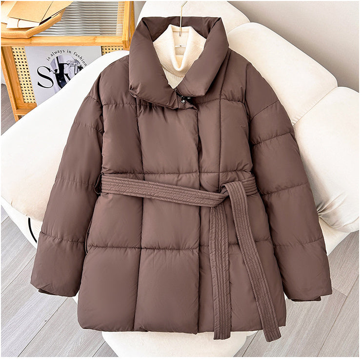 Waist-controlled Lace-up Cotton Coat Jacket