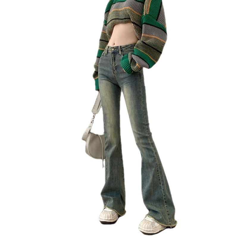 High Waist Slightly Flared Retro Stretch Jeans