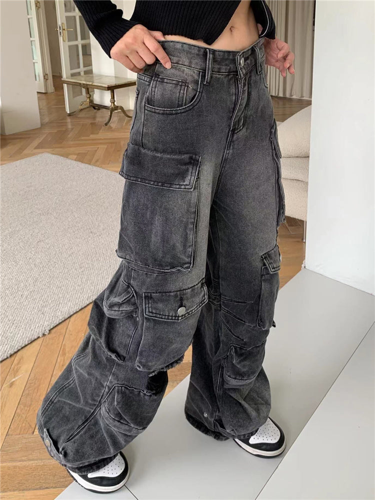 American Street Multi-pocket Workwear Jeans