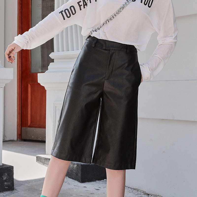 Five-point Leather Korean Style Pants Version