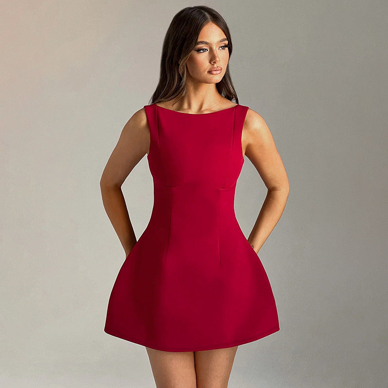 Slim-fitting Backless & Sleeveless dress